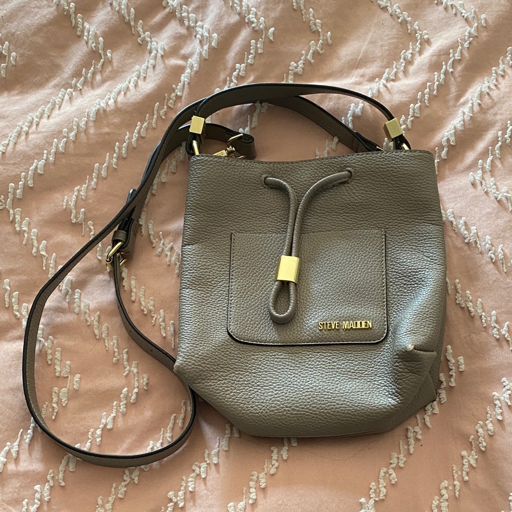 Steve Madden Taupe Crossbody Bag with Gold Accents